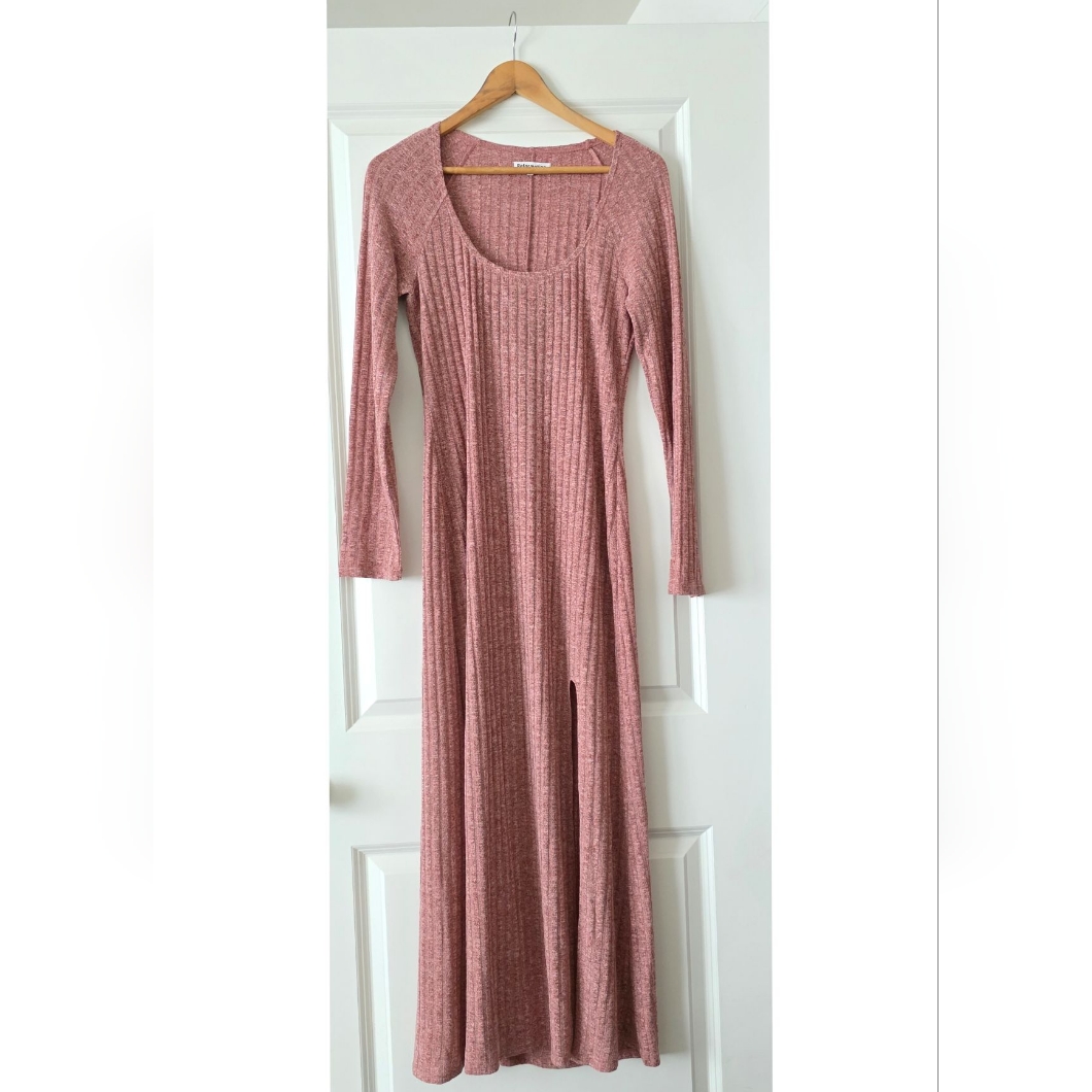Reformation Dusty Pink Ribbed Maxi Dress